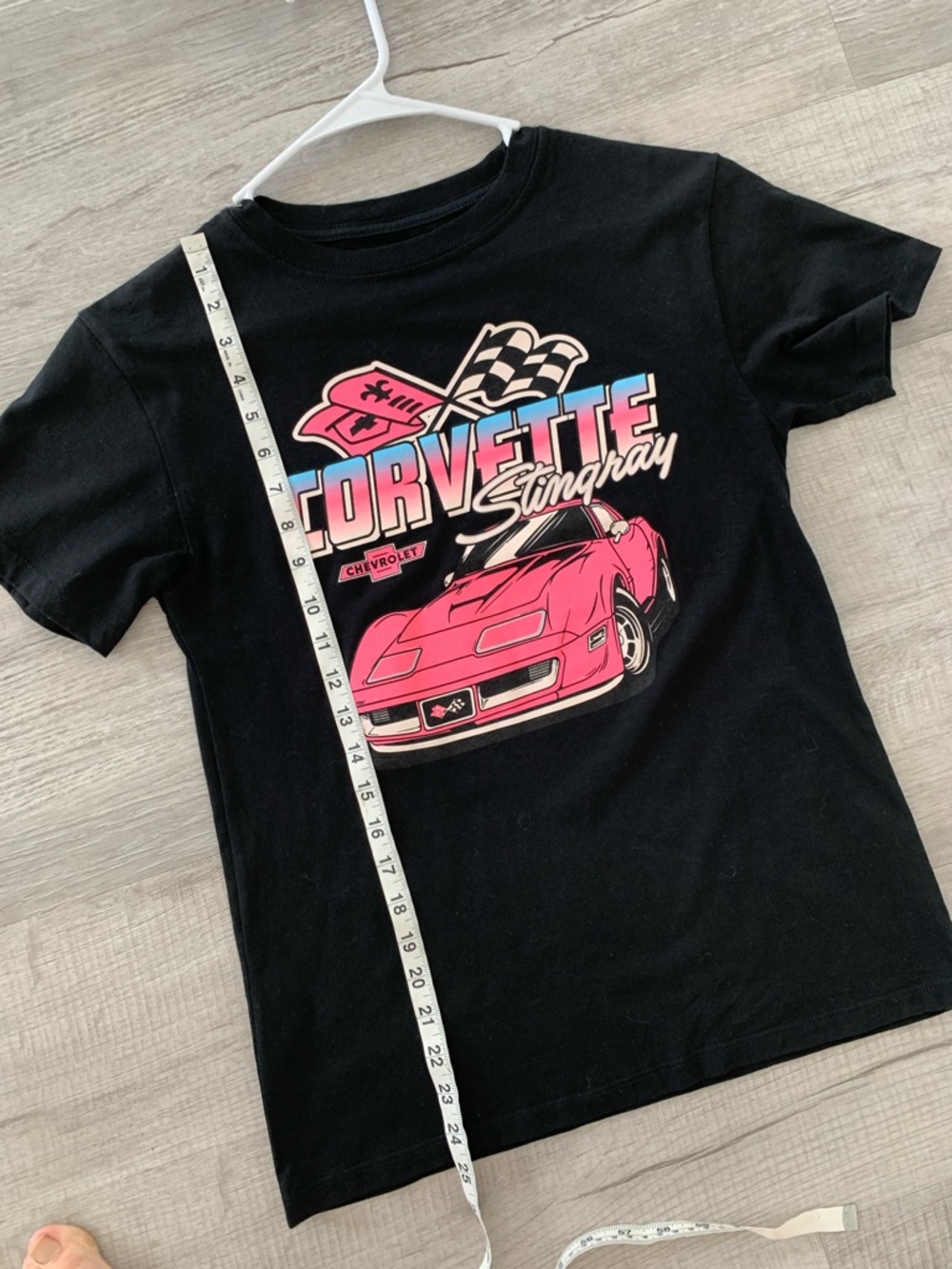 GM Corvette Stingray Graphic Tee - Black with Pink Accent, Size XS. - Picture 9 of 9
